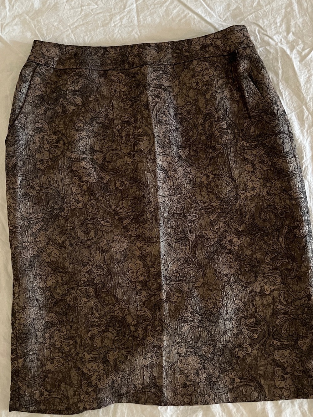 Coldwater Creek Brown Paisley-Patterned Pencil Skirt size 10